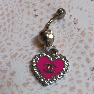 New Handcrafted Clear Crystal Gem Fuchsia Pink Belly Ring